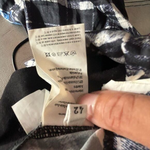 120% Lino floral plaid Shirt Dress long sleeve classy striped box square design - Picture 5 of 8